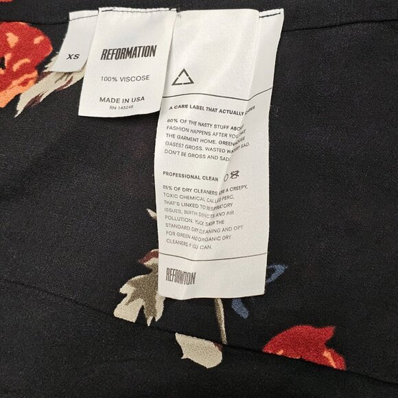 Reformation Floral Wrap Short Dress Women Size XS Black - Picture 16 of 16